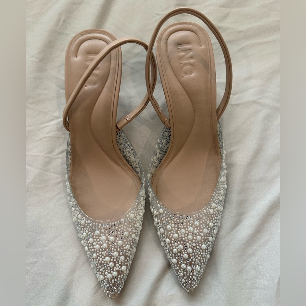 INC International Concepts Beaded Cream Heels